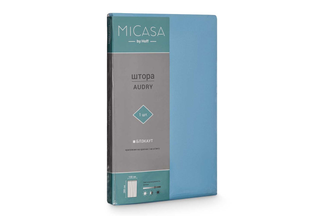 Фото 8 Штора MICASA Audry 150х280 см, 1 шт., цвет голубой