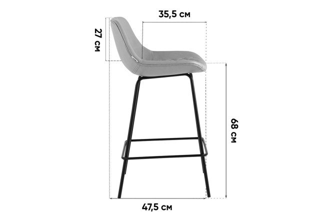 Фото 9 Стул полубарный Stool Group Деймон 49х92.5х47.5 см, цвет обивки серый, ножек чёрный
