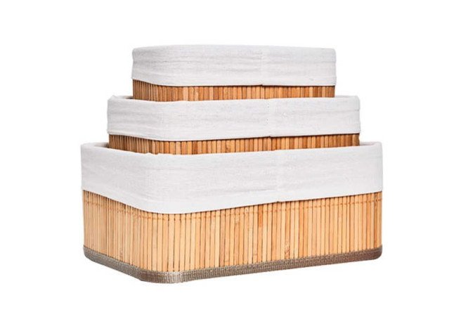 Изображение товара Набор корзин для хранения HOMIUM For home eco экологичные бамбук текстиль бежевые