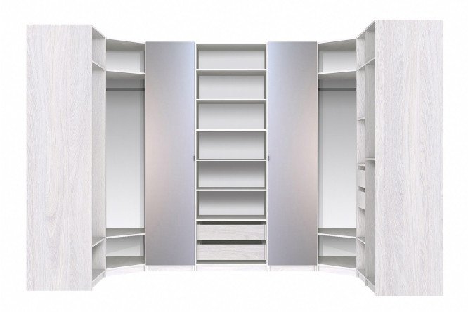 Изображение товара Гардеробная система Titus Оскар Берген 365,1х236х195,05 см, ясень Анкор светлый, с двумя зеркалами