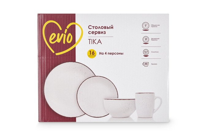 Фото 10 Столовый сервиз EVIO Tika на 4 персоны 16 предм., Керамика