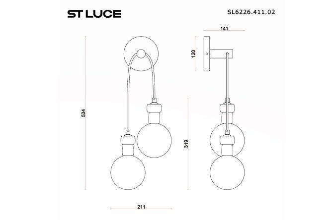 Светильник настенный ST LUCE Cork 4 кв.м, G9