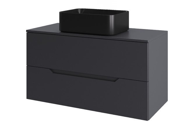 Изображение товара Подвесная тумба для ванной ORANGE Line 100 с раковиной графит МДФ