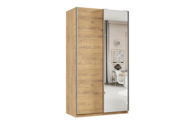 Изображение товара Шкаф-купе 2-дверный Практик 120х240х60 см, бунратти, профиль серебро, с одним зеркалом