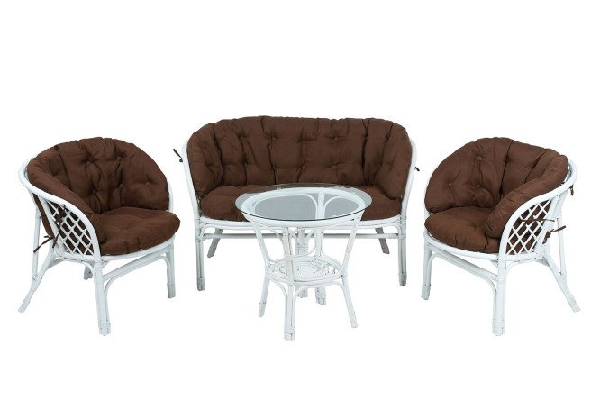 Изображение товара Комплект мебели Багама цвет белый натуральный ротанг стекло удобный стильный