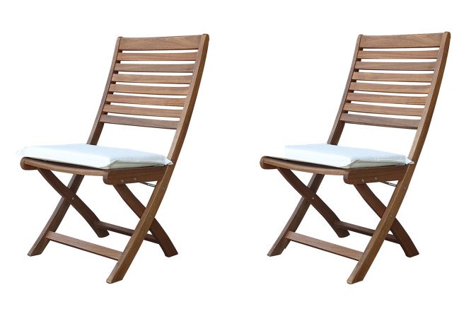 Изображение товара Комплект складных стульев Karo из натурального тика с мягкими элементами