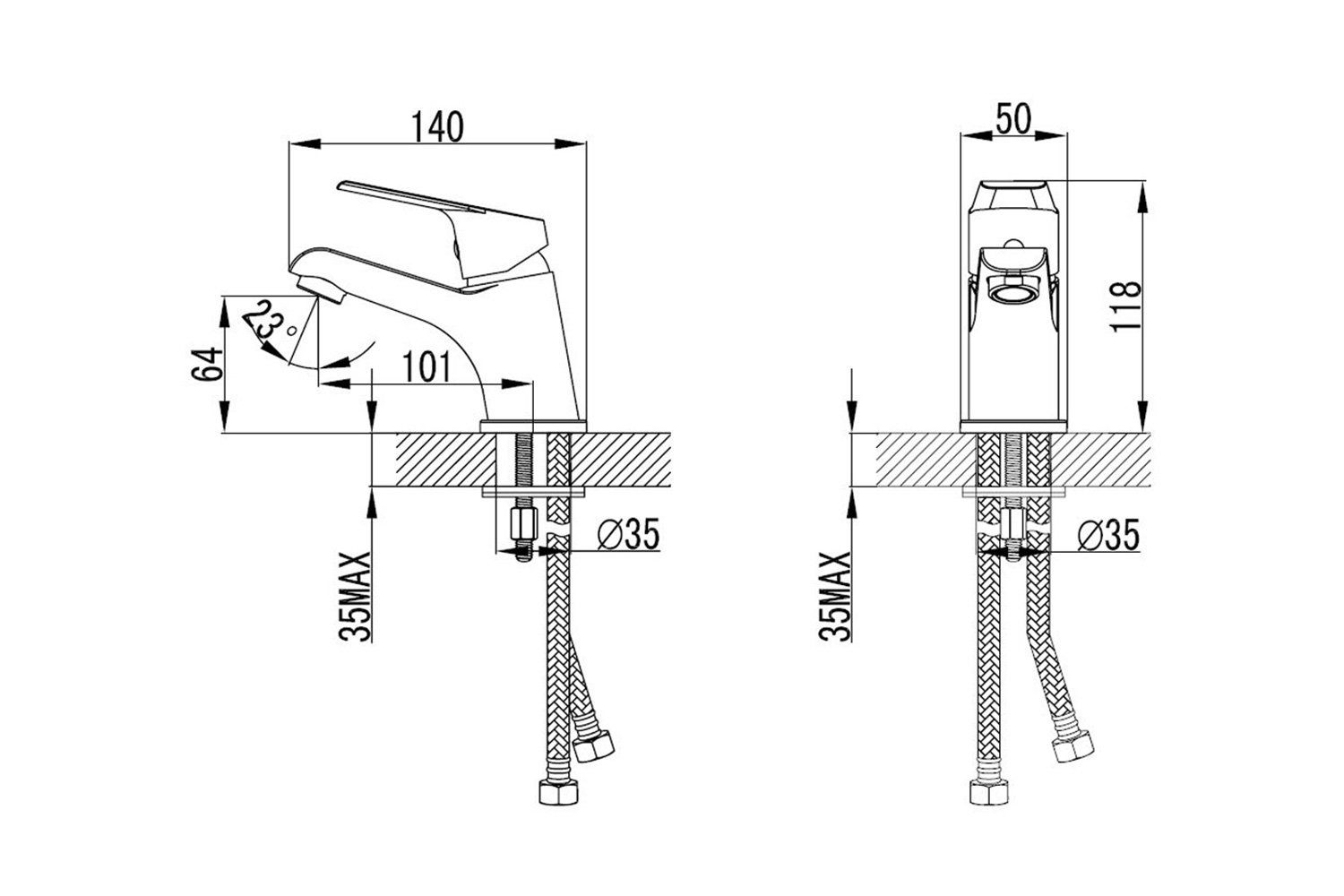 Oras Medipro 5510B Медицинский смеситель для раковины T-WAY
