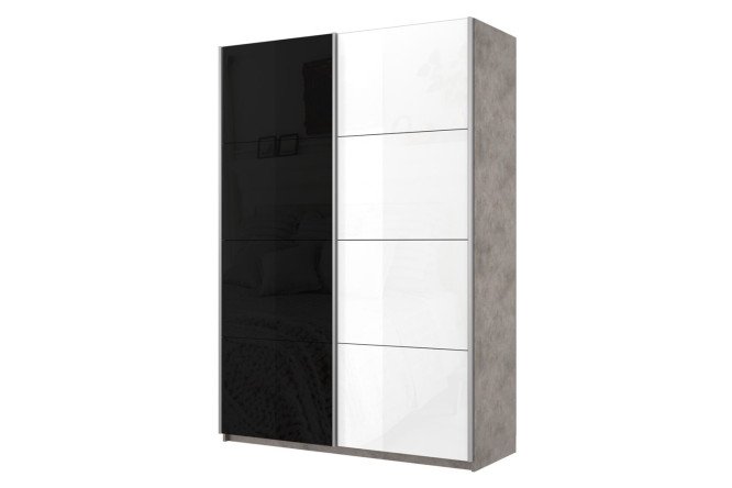 Изображение товара Шкаф-купе 2-дверный Cors 120х230 см, бетон светлый, фасад белый глянец, чёрный