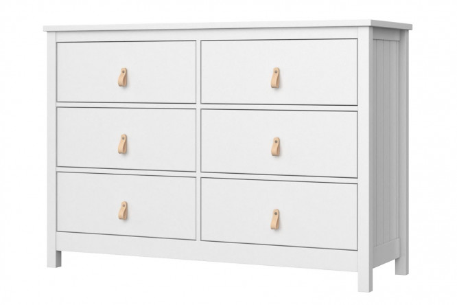 Изображение товара Комод с 6 ящиками Wood белый из массива бука и МДФ 130х91х46 см