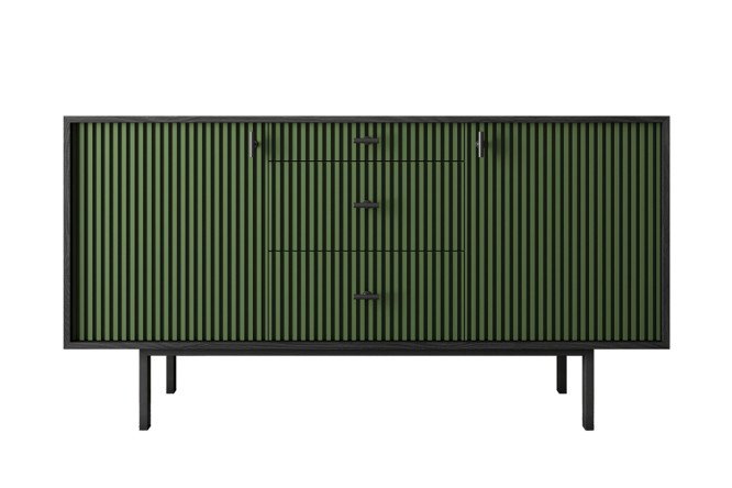Изображение товара Эргономичный комод Emerson с зелёным фасадом и чёрным каркасом