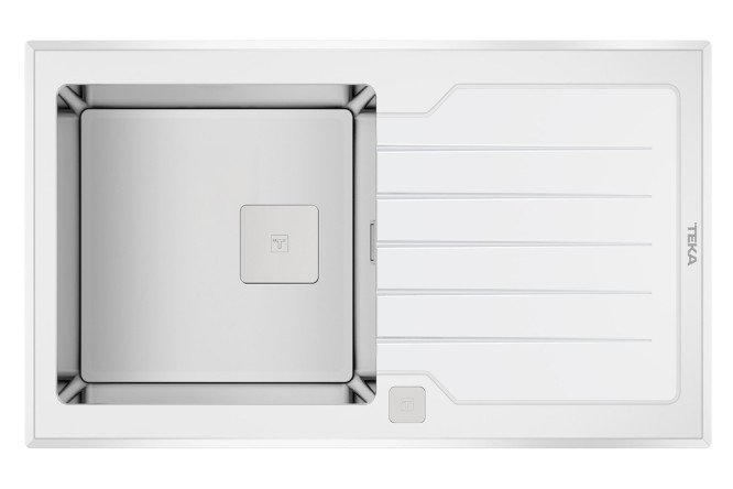 Изображение товара Мойка врезная с крылом Teka Diamond RS15 1B 1D 86 White 115100012, нержавеющая сталь, белый 86х51х20 см