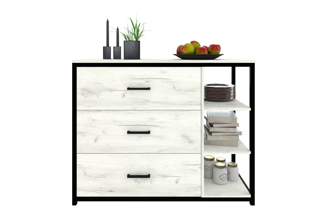 Изображение товара Стильный комод Лофт с белым фасадом и черным каркасом