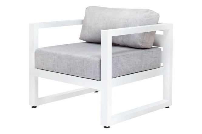 Изображение товара Уличное кресло Capri белый каркас серые мягкие элементы для сада и отдыха