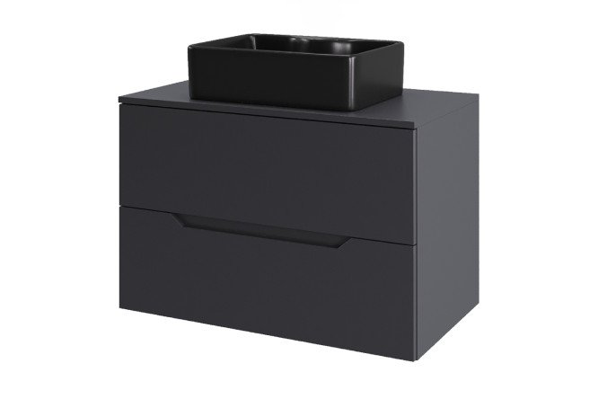 Изображение товара Подвесная тумба ORANGE Line 80 с раковиной графитовая стильная мебель для ванной