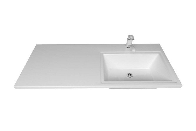 Изображение товара Раковина правая Марсал 110 накладная - белый литьевой мрамор, современные размеры