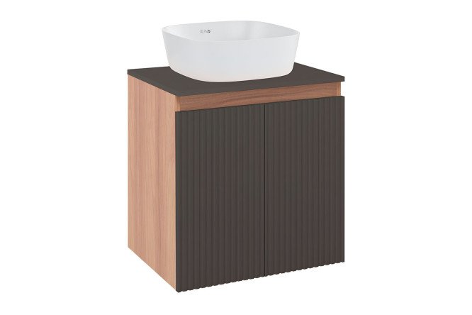 Изображение товара Тумба подвесная RUNO Соренто 60 00-00004224 60 см, цвет каркаса крафтовый дуб, графит, фасада графит