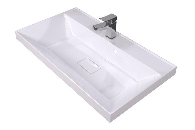 Изображение товара Умывальник накладной Bazis 80x15.8x45 см из литьевого мрамора белый