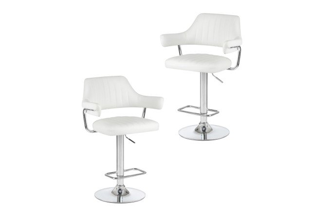 Изображение товара Комплект барных стульев DOBRIN Charly 61х99х54 см, цвет обивки белый, ножек хром