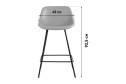 Стул полубарный Stool Group Деймон 49х92.5х47.5 см, цвет обивки серый, ножек чёрный