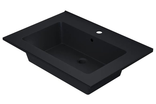 Изображение товара Раковина для ванной Parma Quartz 291003000 полувстроенная 66x15,5x47,5 см уголь