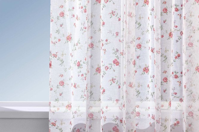 Изображение товара Тюль HOFF Энкаустика 300х290 см белый с красным батист легкий светопроницаемый