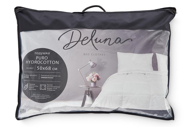 Подушка DELUNA Puro hydrocotton Пух/перо