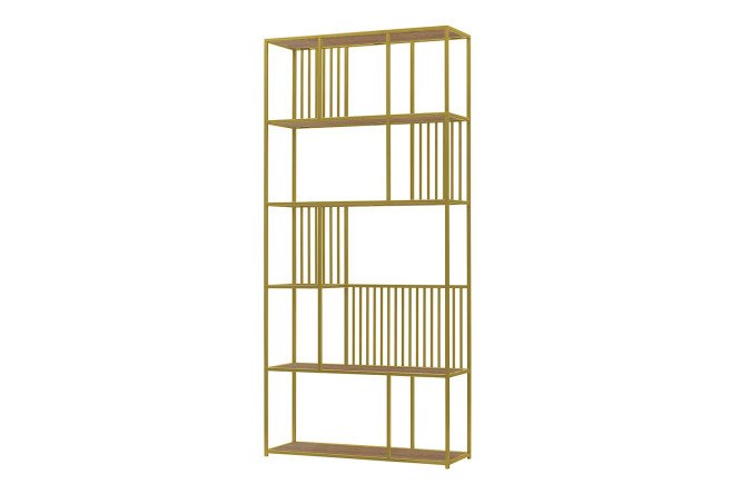 Изображение товара Стеллаж Soho металлический с ЛДСП 90х192х30 см золотой и робиния