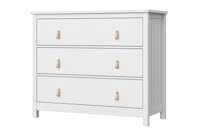 Изображение товара Комод с 3 ящиками Wood белого цвета из массива бука и МДФ, стильный и вместительный