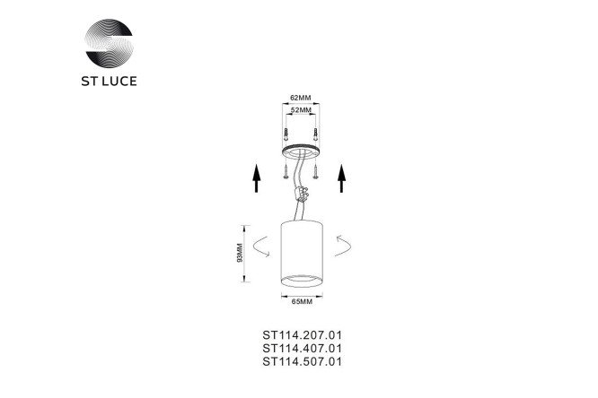 Светильник потолочный ST LUCE ST114 3 кв.м, 6.5x9.3x6.5 см, GU10