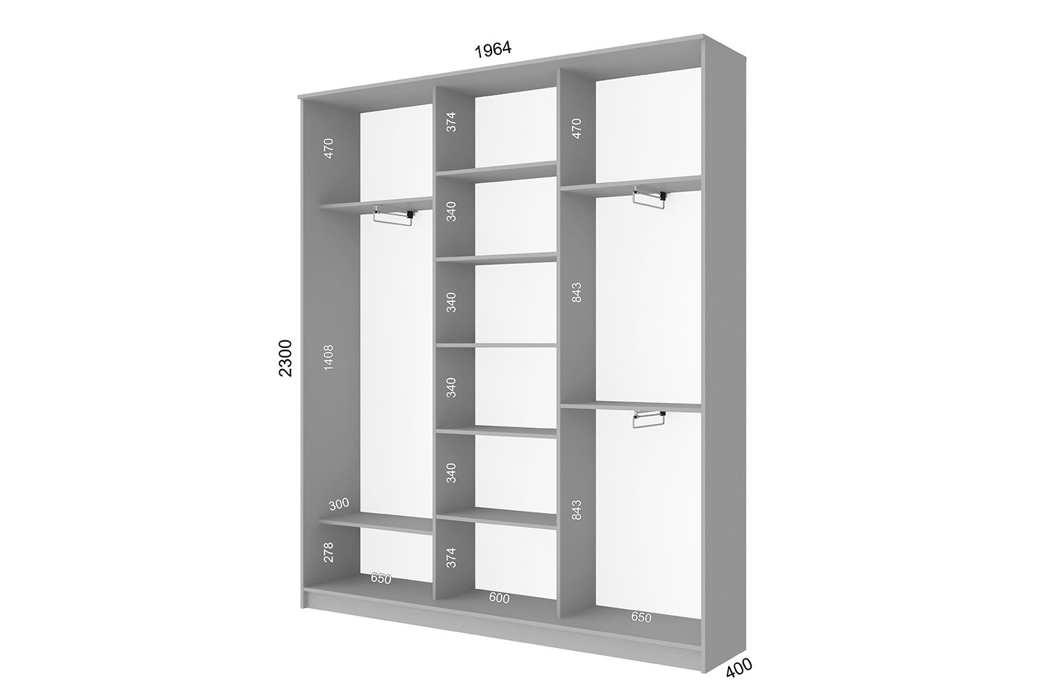 Шкаф-купе 2-дверный Loft 111,4х42 см, серый шагрень/бетон обзор