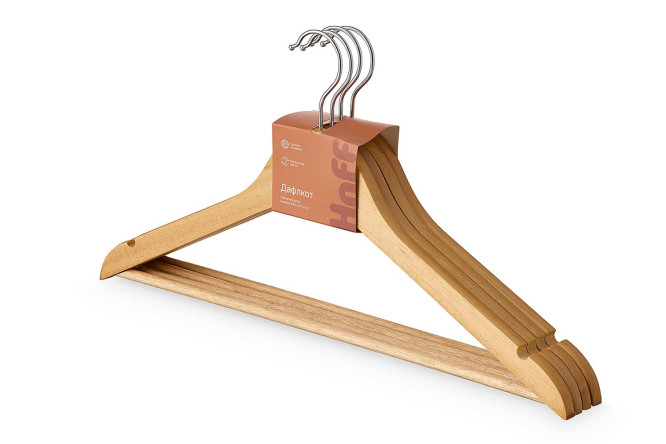 Изображение товара Набор вешалок для одежды HOFF Дафлкот 4 шт. дерево