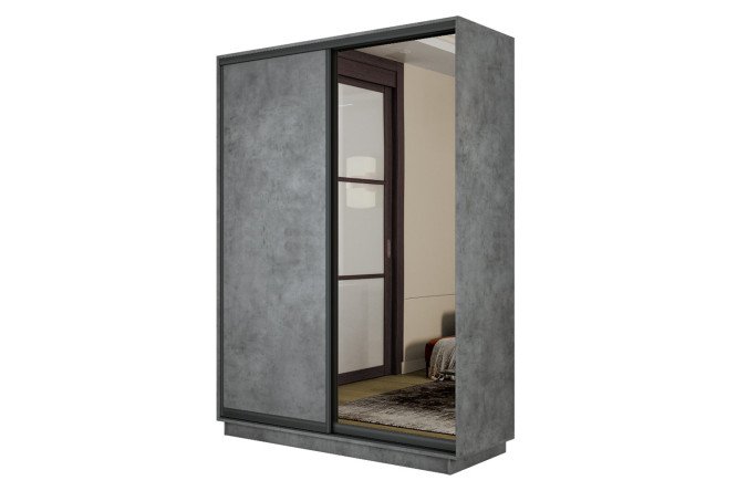 Изображение товара Шкаф купе Slide-2 v.2 120х240х45 см бетон чёрный профиль с одним зеркалом
