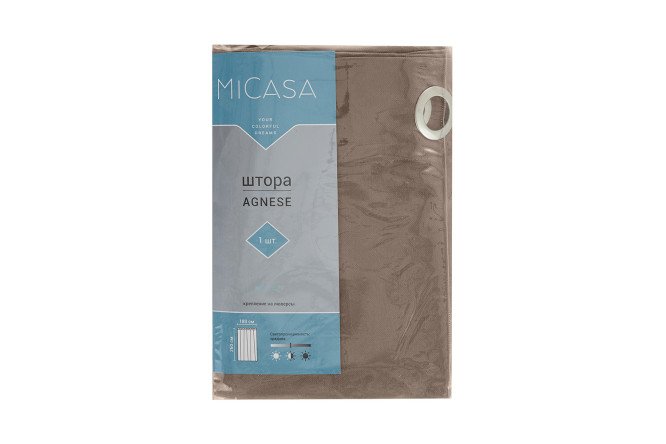 Фото 7 Штора MICASA Agnese 180х260 см, 1 шт., цвет тёмно-бежевый