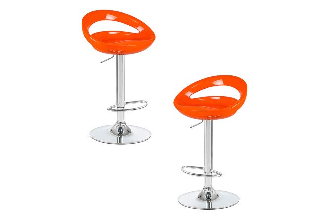 Изображение товара Набор барных стульев DOBRIN Disco 47х79х44 см, цвет сидушки оранжевый, ножек хром