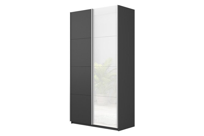 Изображение товара Шкаф-купе 2-дверный Cors 120х230 см, серый диамант, фасад белый глянец, серый диамант