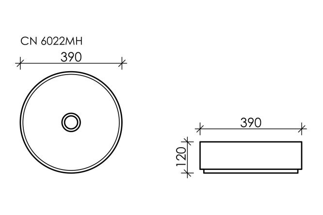 Умывальник накладной CERAMICANOVA Element CN6022MH 39х12х39 см