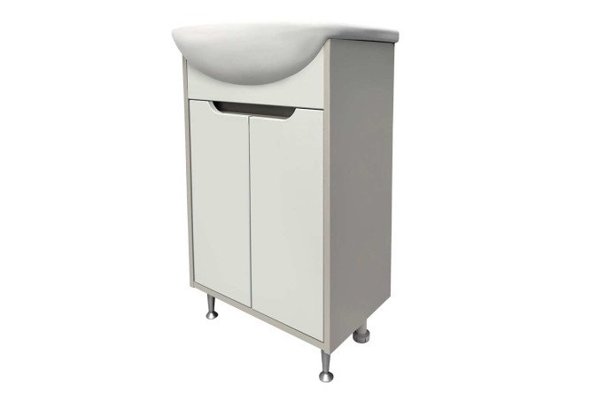 Изображение товара Тумба напольная RUNO Эко 60 с оливковым фасадом и серым каркасом