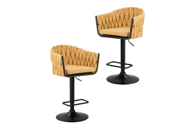 Изображение товара Комплект барных стульев DOBRIN Leon 55х89х49 см, цвет обивки жёлтый, ножек чёрный