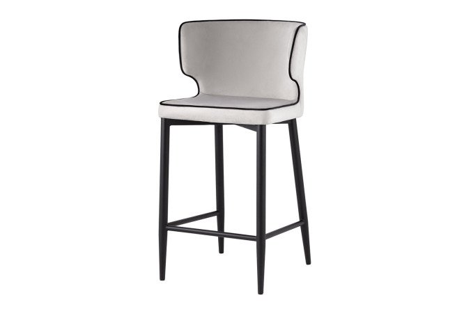 Изображение товара Стул полубарный Stool Group Mateo 47х93х50 см, цвет обивки светло-серый, чёрный, ножек чёрный