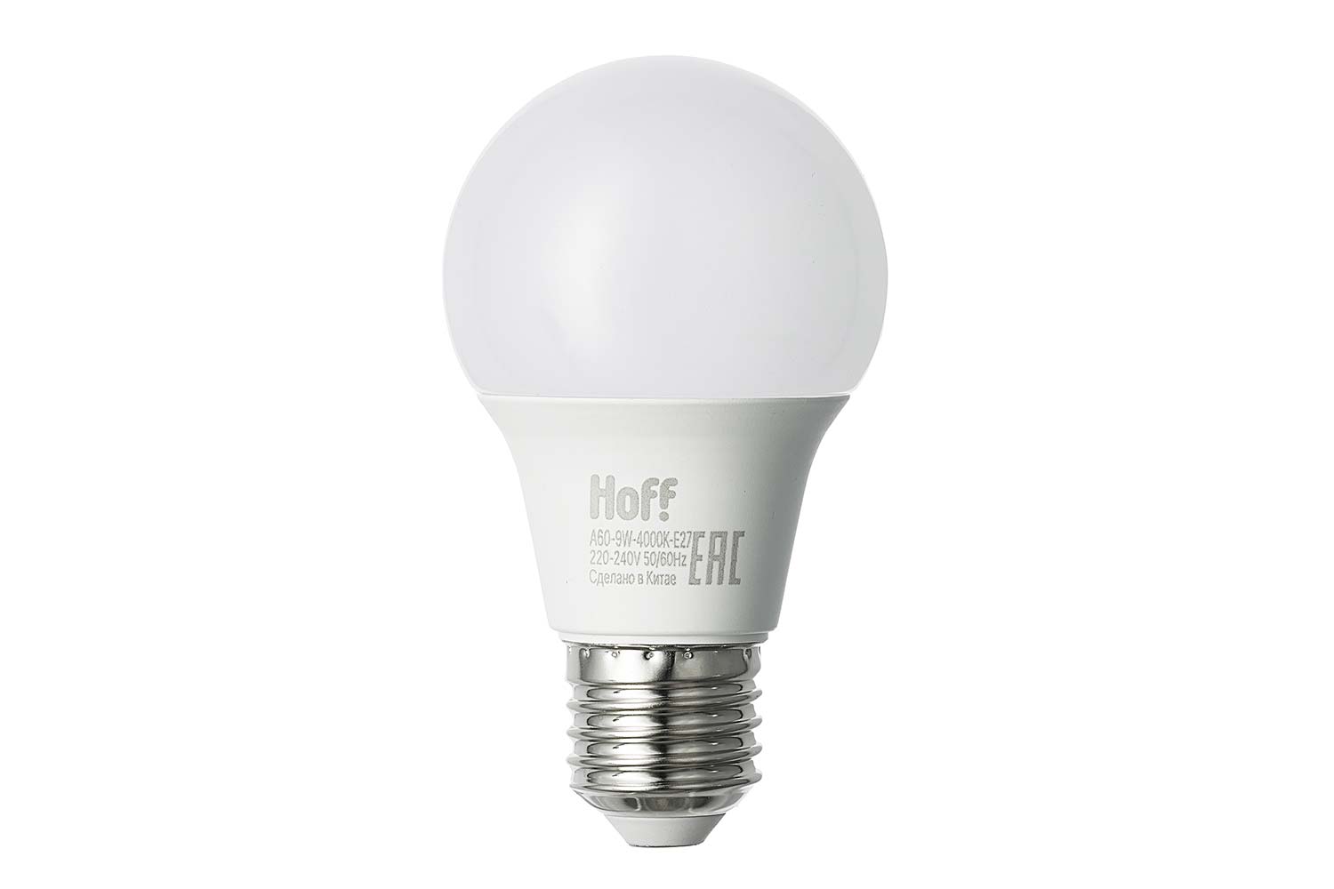 Лампа светодиодная HOFF A60-9W-4000K-E27