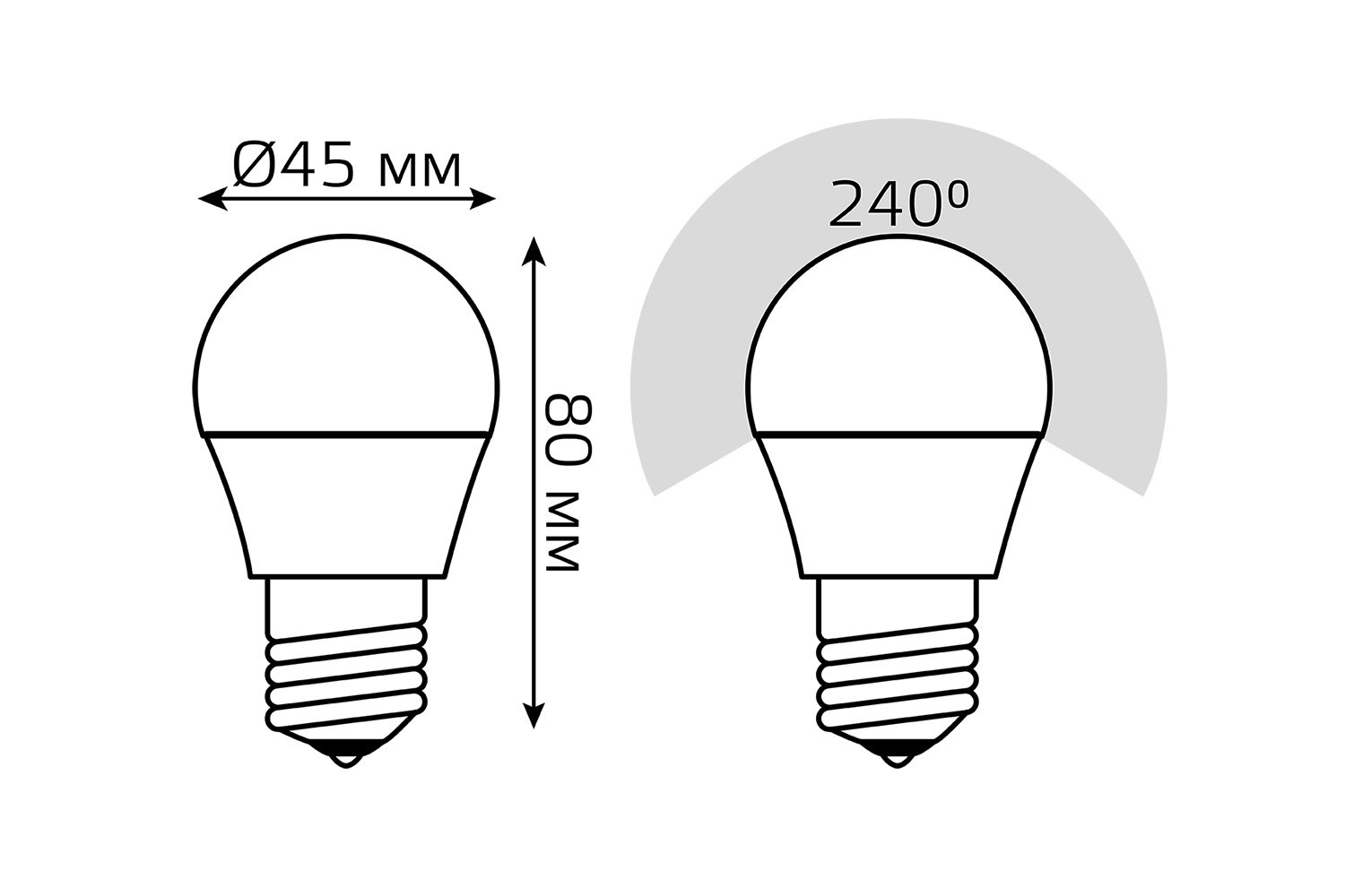 Лампа светодиодная Gauss Basic E27, 7.5W, Шар, 3000 К, Тёплый