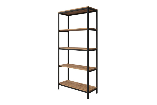 Изображение товара Стеллаж Frame 60х144,2х30 см из ЛДСП и металла дуб вотан и чёрный металл