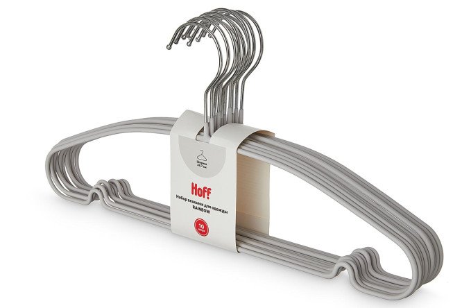 Изображение товара Набор вешалок для одежды HOFF Rainbow, серый 10 шт.