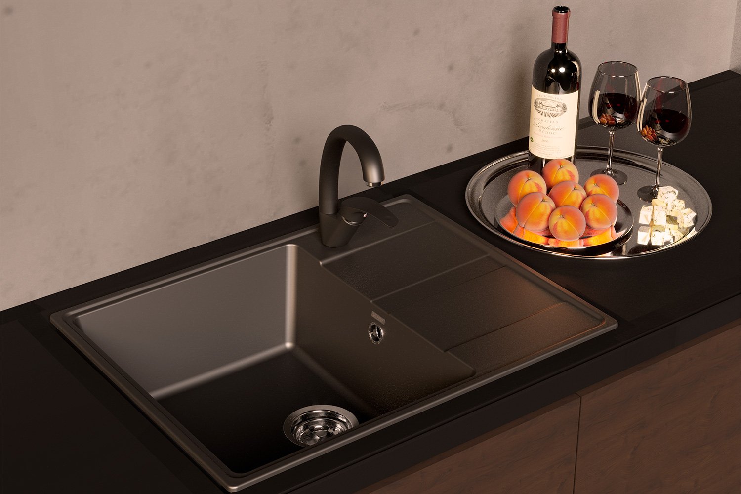 Мойка ULGRAN Quartz Prima 650-05 с крылом 50х65х20 см