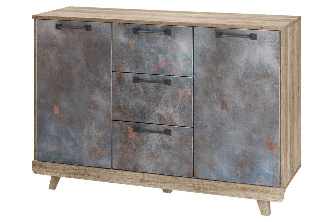 Изображение товара Комод Мегаполис серый с дубовым каркасом 121x82,8x40,4 см