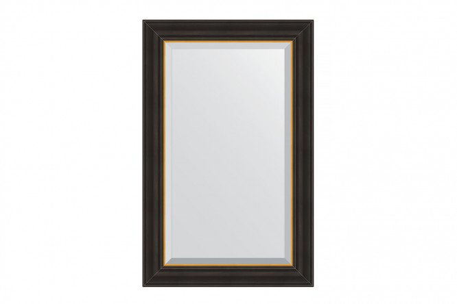 Изображение товара Настенное зеркало с фацетом в багетной раме EVOFORM BY 3924 54х84 см чёрное дерево золото