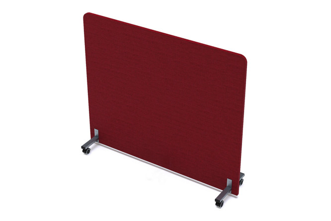 Изображение товара Ширма-перегородка Soft Office на колёсных опорах красный и матовый алюминий