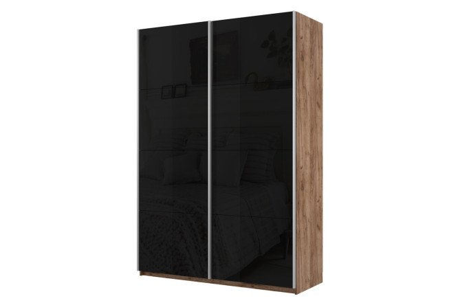 Изображение товара Двухдверный шкаф-купе Cors 140х230 см с черными фасадами и дубовым корпусом