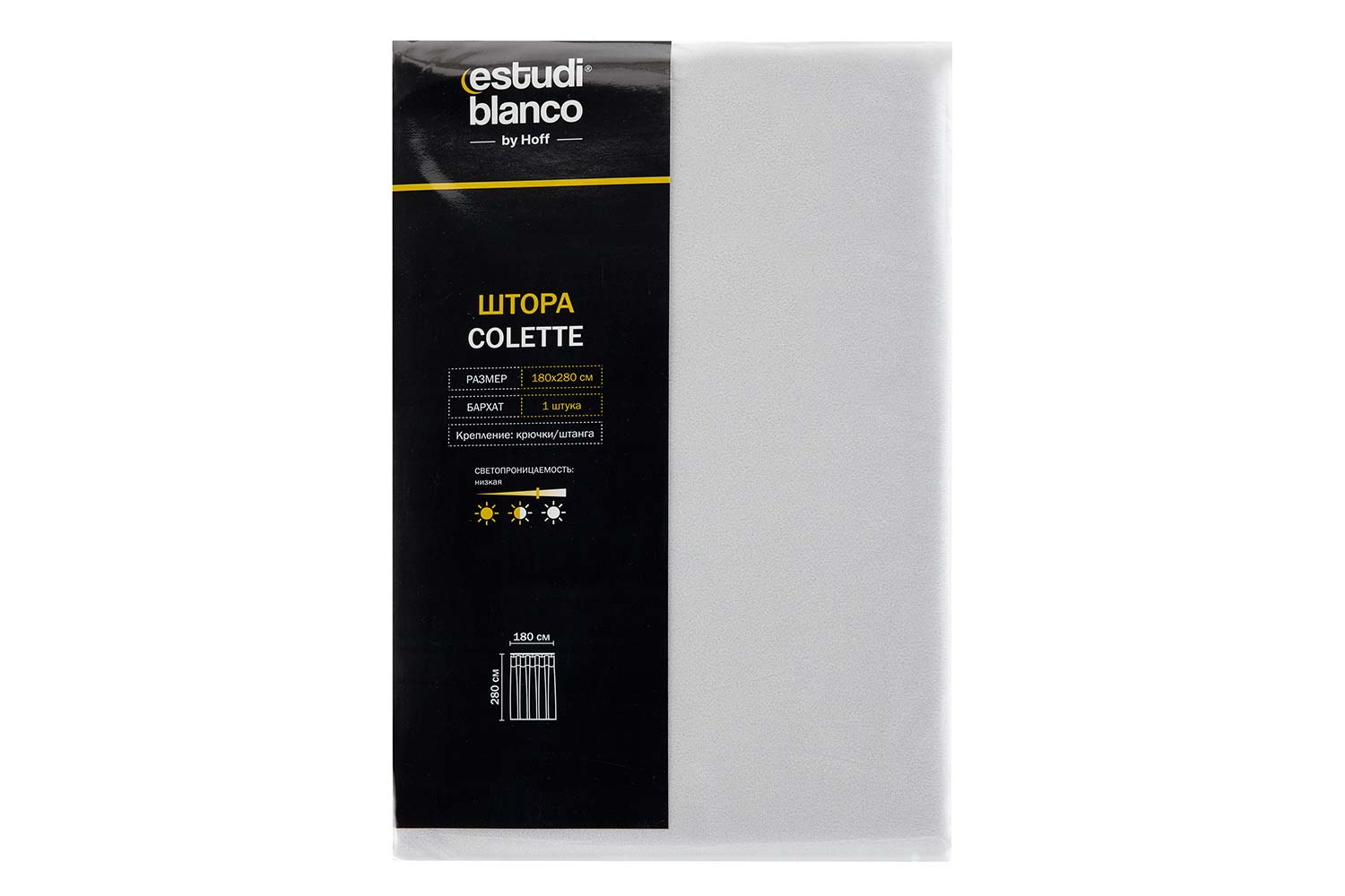 Штора ESTUDI BLANCO Colette 180х280 см, 1 шт., цвет белый