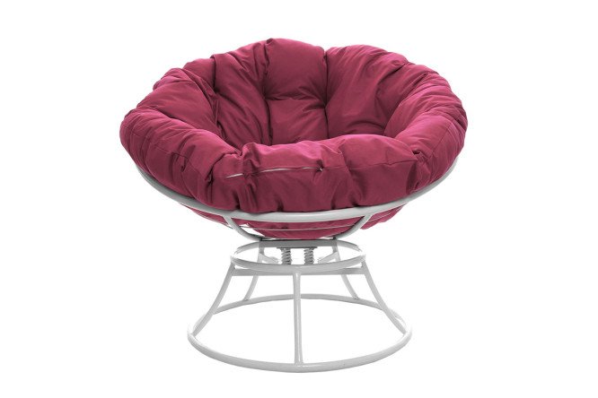 Изображение товара Кресло Папасан пружинка цвет каркаса белый, мягких элементов розовый